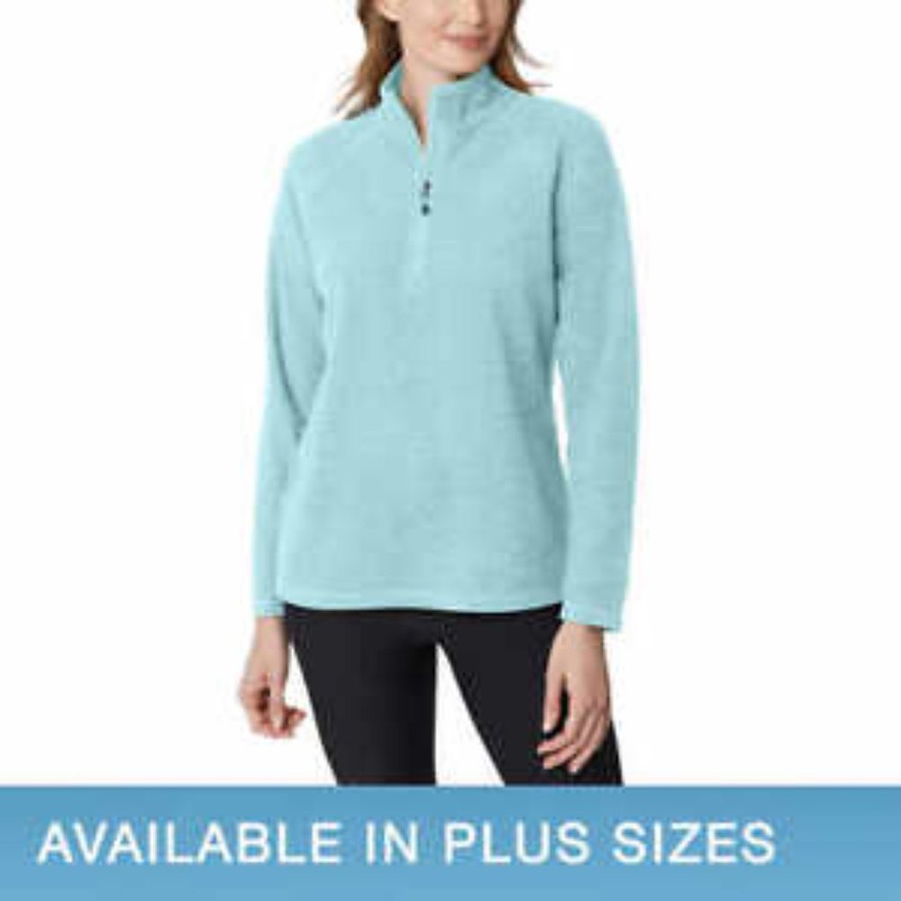 New! Eddie Bauer Ladies' Quarter Zip Pullover Ultrasoft Long Sleeve Sea Blue XXL